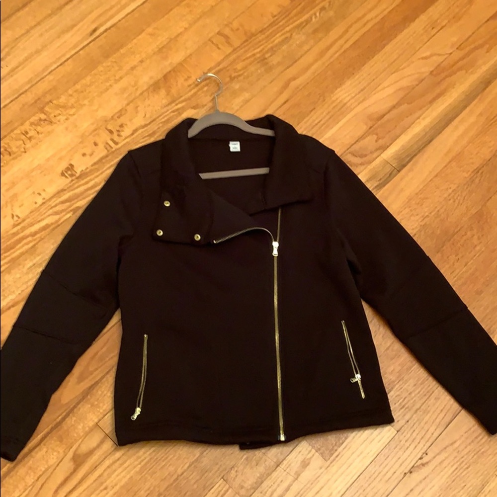 Old Navy Black Asymmetrical Zip Sweater/jacket